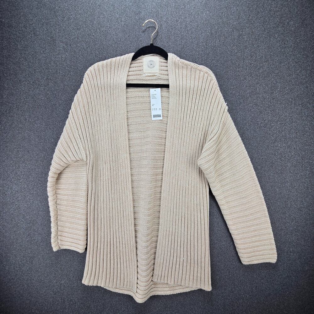 Urban Outfitters XS Oatmeal Ribbed Open Front Long Cardigan